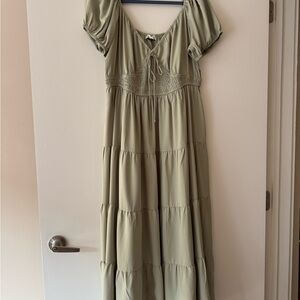 Elegant Olive Green Maxi Dress